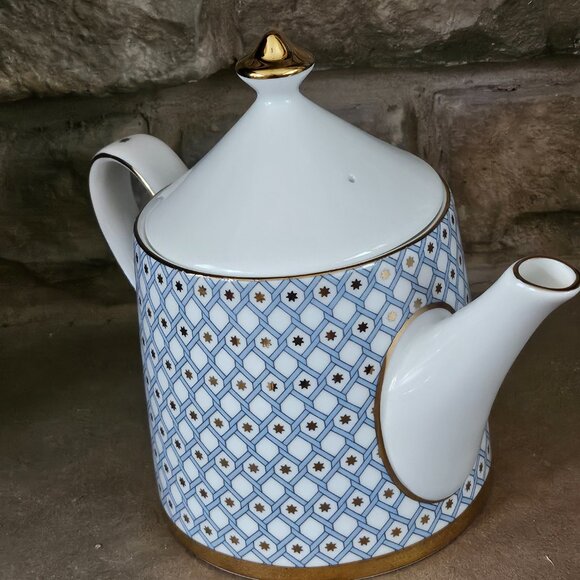 Lomonosov Imperial Bone China Porcelain Teapot Azure Gold - Picture 6 of 10